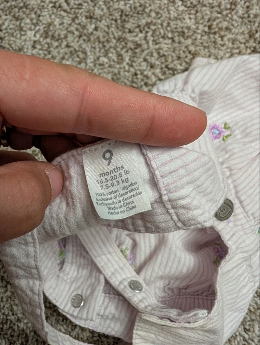 Pink Floral Stripe Cotton Romper Overalls for Babies Sz 9 Mo Bloomers